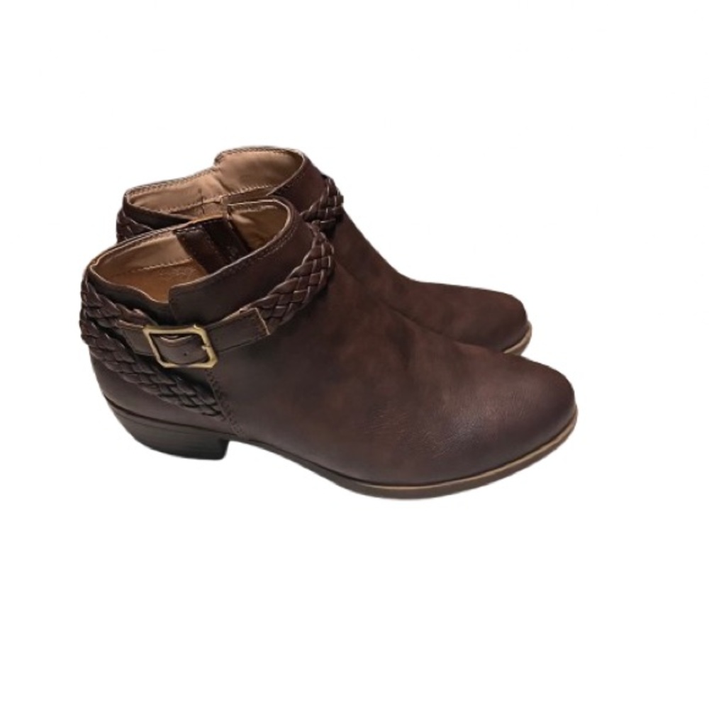 Life Stride Dark Brown Adriana Ankle Boots with Braided Strap NWOT - Picture 4 of 6